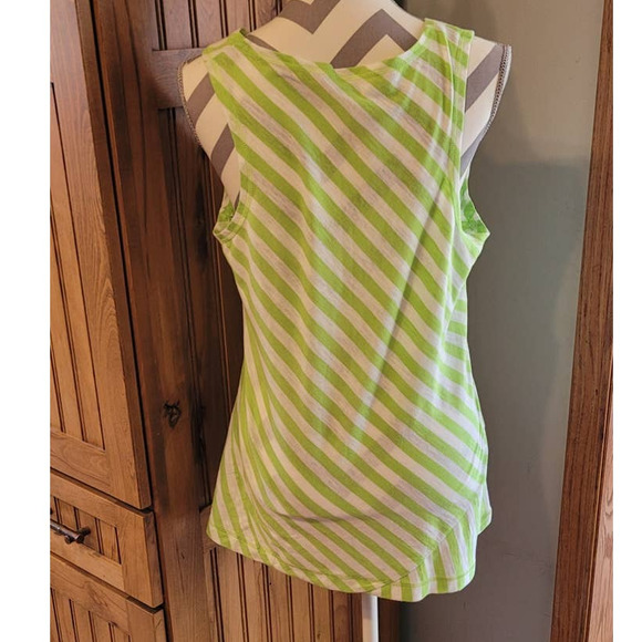 Garnet Hill Green Diagonal Stripe Tank Medium - Picture 2 of 4
